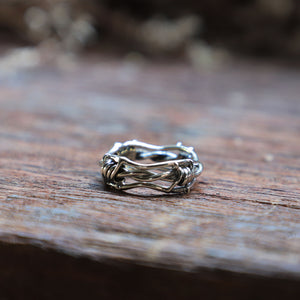 Barbed Wire band punk biker sterling silver ring 925 Bands Thorn lucky gift man