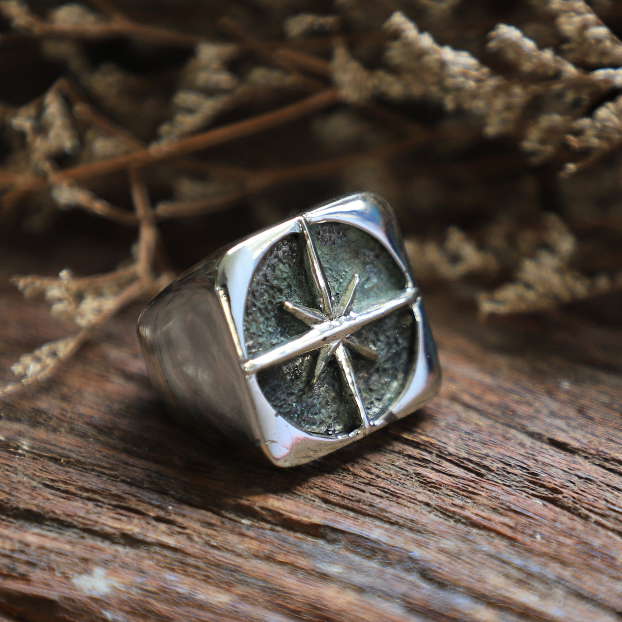 North Star ring for men made of sterling silver 925 Nautical style