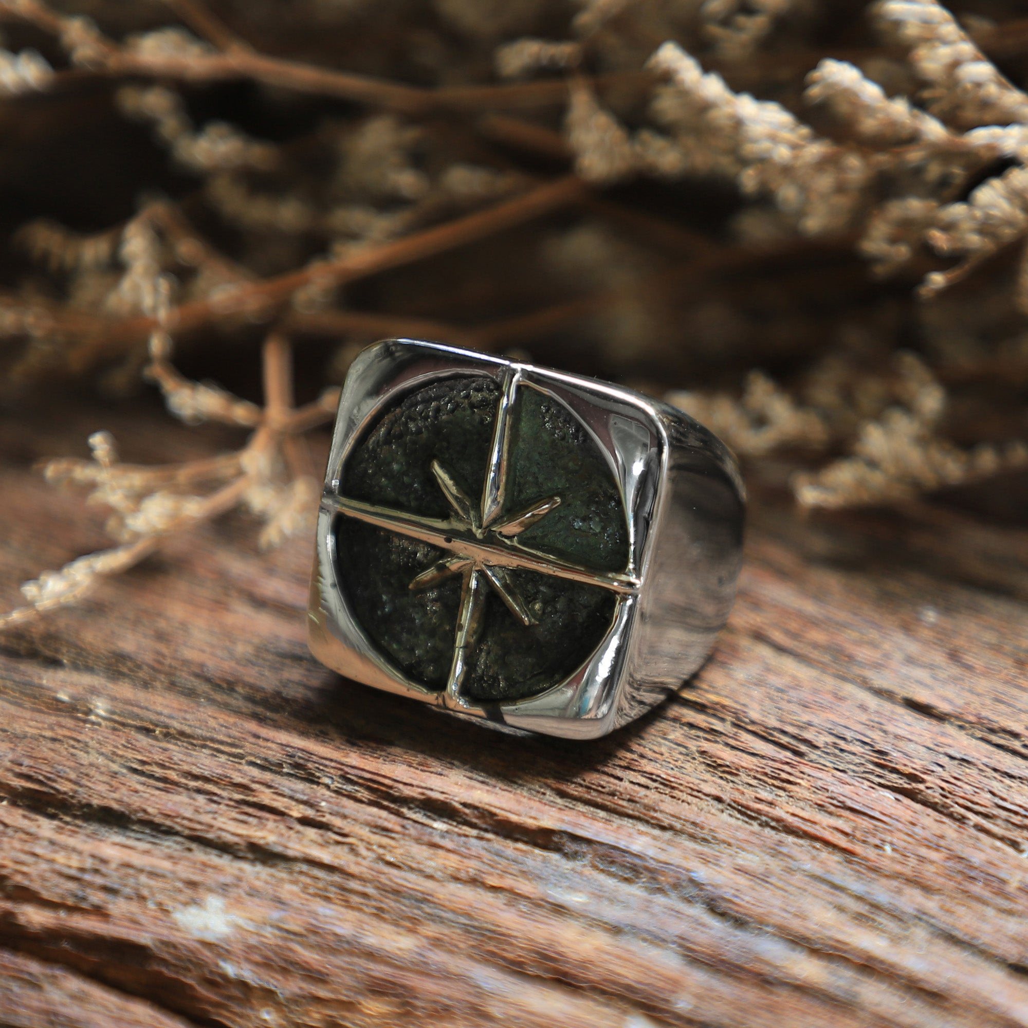 North Star ring for men made of sterling silver 925 Nautical style