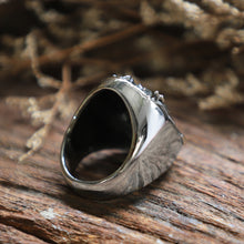 Biker Baphomet Ellipse sterling silver ring 925 for unisex satanic style