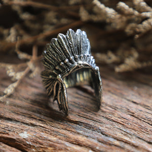 indian feather headdress sterling silver ring 925 for women Boho style