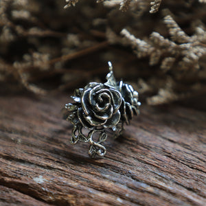 Rose leaf Vine sterling silver Ring 925 for unisex nature style