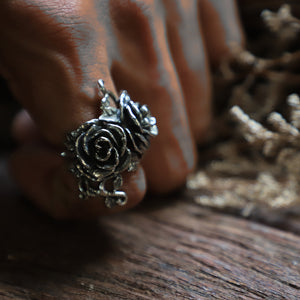 Rose leaf Vine sterling silver Ring 925 for unisex nature style