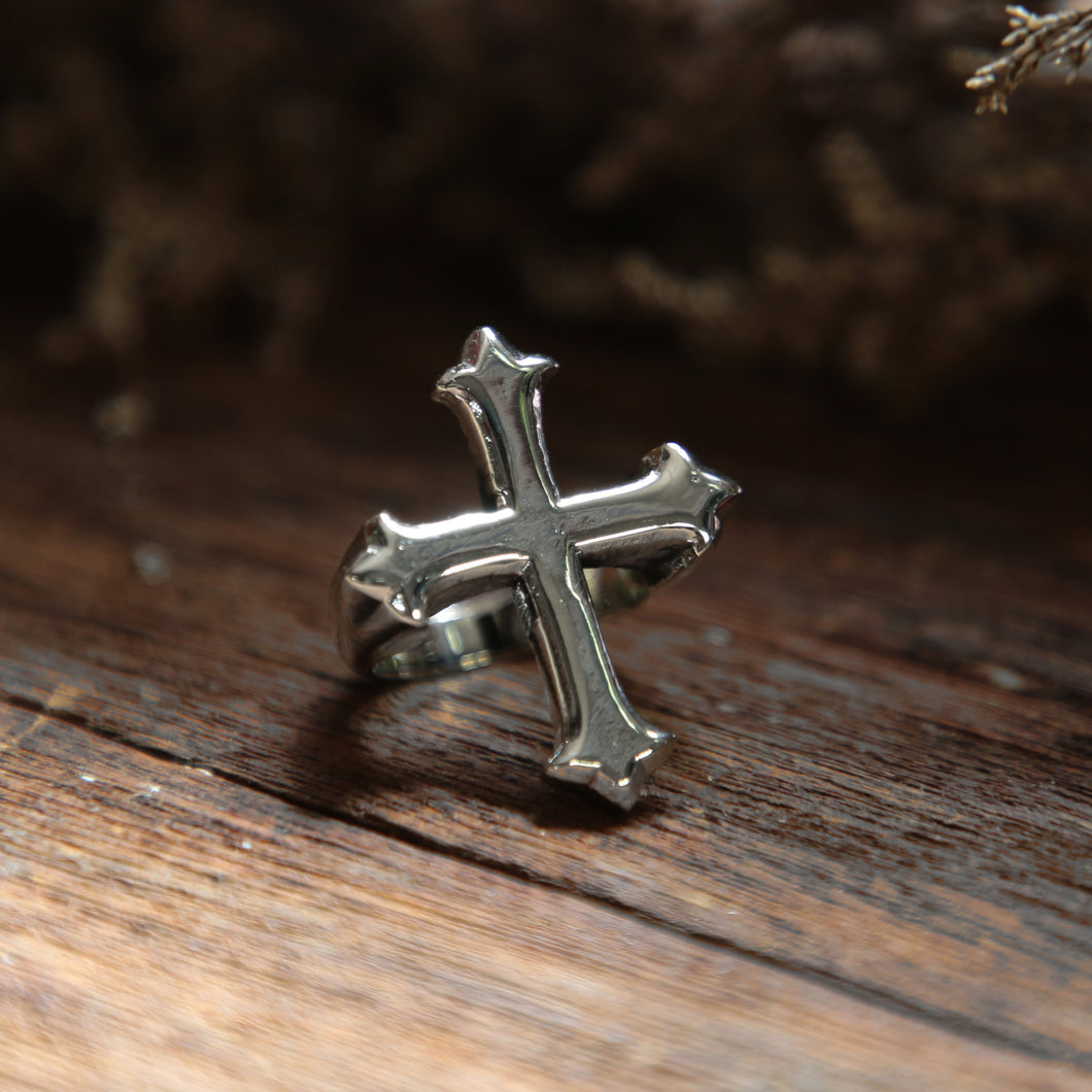 Cross gothic biker ring men silver sterling Vintage punk celtic skull Crucifix