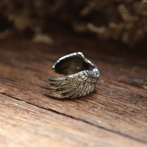 Owl Angel Wings  sterling silver Ring 925 bohemian women gypsy hippie jewelry