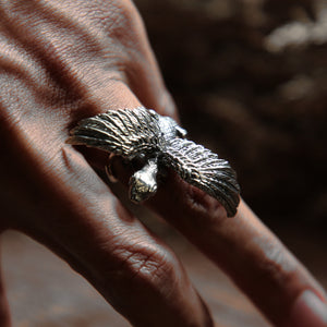 gecko Angel Wings sterling silver ring unisex viking bohemian biker skull gypsy