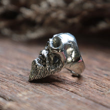 Bald Beard Skull biker sterling silver Ring 925 for men punk hipster gothic mustache