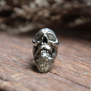 Bald Beard Skull biker sterling silver Ring 925 for men punk hipster gothic mustache