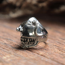 alien snake biker skull men sterling silver ring pentagram monster cobra gothic