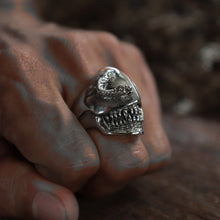 alien snake biker skull men sterling silver ring pentagram monster cobra gothic