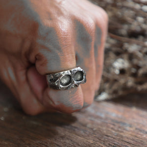 eye Skull biker men sterling silver Ring 925 punk hipster gothic viking memento