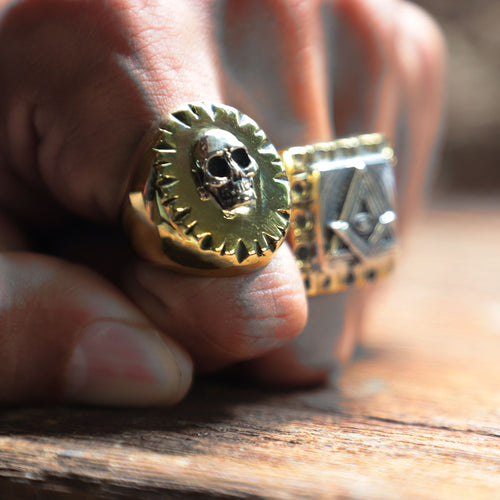 Memento Mori skull for men made of sterling silver ring 925 Biker style