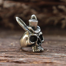 Bunny rabbit Skull made of sterling silver Ring for men biker style