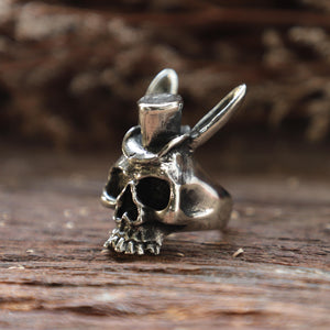 Bunny rabbit Skull made of sterling silver Ring for men biker style