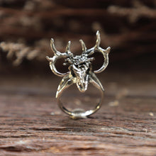 Deer Skull Ring for women sterling silver ring 925 biker boho animal Bohemian style