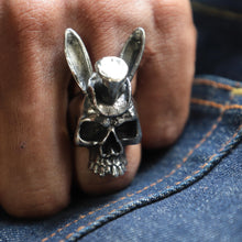 Bunny rabbit Skull made of sterling silver Ring for men biker style