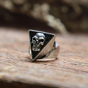 illuminati skull ring men sterling silver punk freemason masonic gothic biker