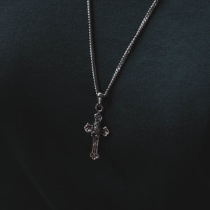 Praying Hand Cross pendant necklace for men made of sterling silver 925 Crucifix