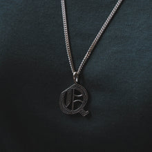 Letters Q pendant necklace for unisex made of sterling silver 925 biker style