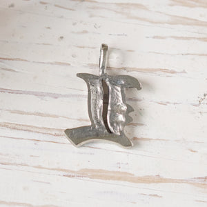alphabet L pendant necklace for men made of sterling silver 925 biker style