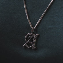 Letters A pendant necklace for unisex made of sterling silver 925 biker style