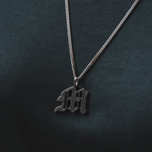 alphabet M pendant necklace for men made of sterling silver 925 gothic style