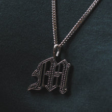 alphabet M pendant necklace for men made of sterling silver 925 gothic style