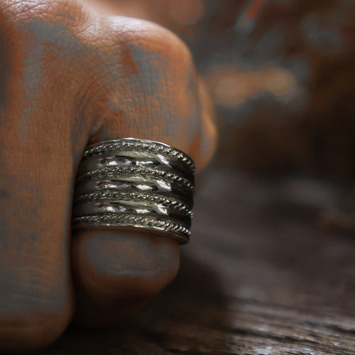 Cigar Band boho sterling silver ring 925 braided knot Mother's day bohemian girl