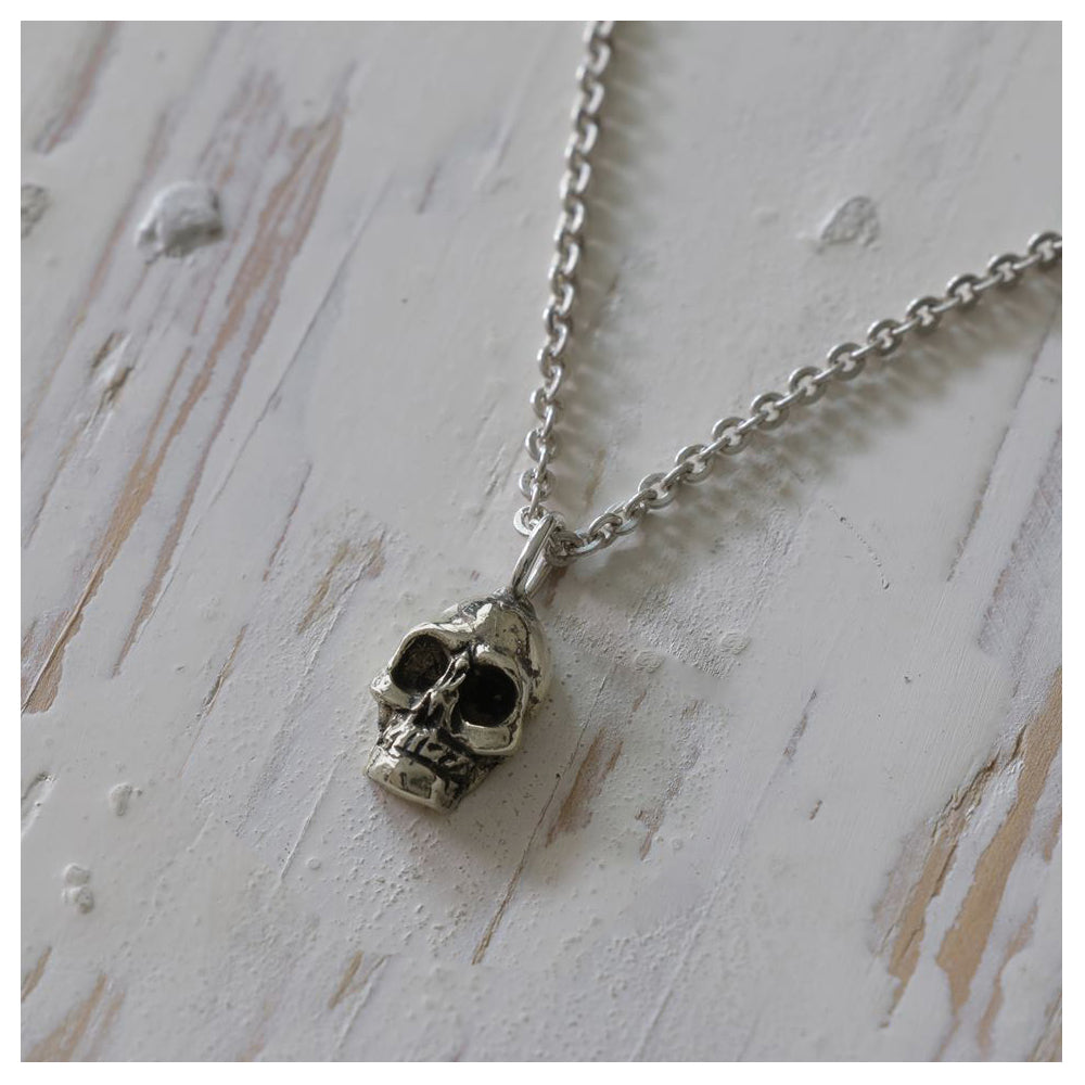 skull crossbones pendant necklace silver sterling 925 small minimalis vintage women gift