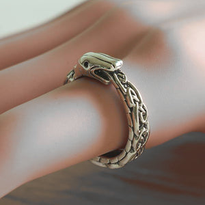 Snake Ring sterling silver 925 Viking odin Celtic Ouroboros biker dragon women