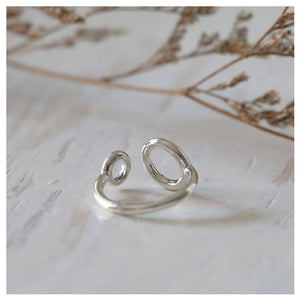 Double Circle loop Geometry Minimal ring handmade lady women Girl silver custom