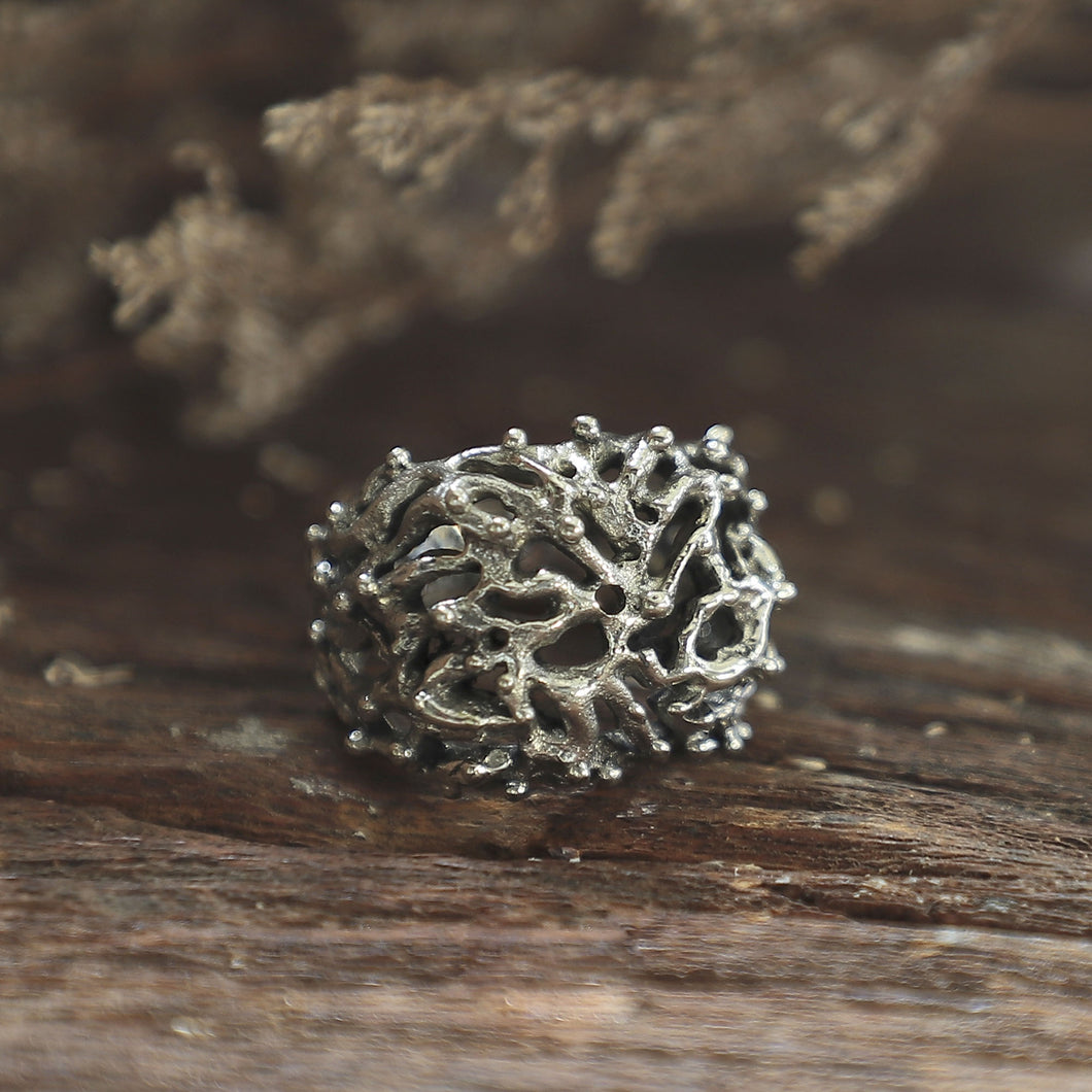 coral Ring for women made of sterling silver 925 nautical style
