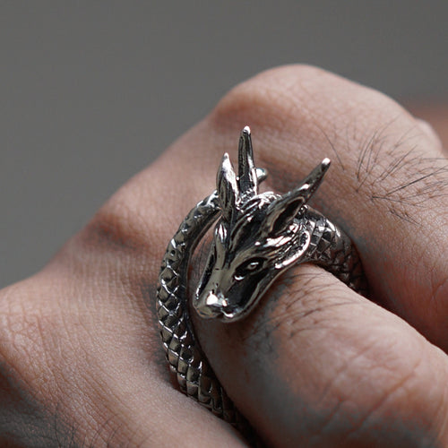 River Dragon Japanese Silver Sterling ring Jewelry biker gothic Fantasy celtic