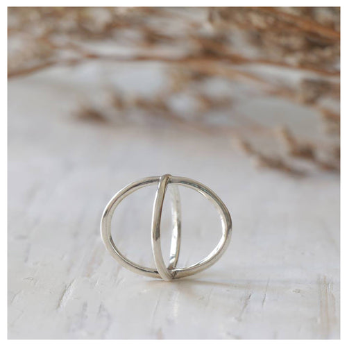 cross christ infinity ring statement Minimal double lines handmade silver chic