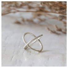 cross christ infinity ring statement Minimal double lines handmade silver chic