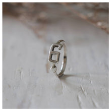 six 6 number ring sterling silver 925 Arabic numerals Minimal women Girl gift for her cute