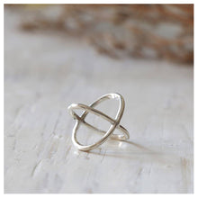 cross christ infinity ring statement Minimal double lines handmade silver chic