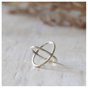 cross christ infinity ring statement Minimal double lines handmade silver chic
