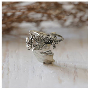 flying Dragon Ring silver sterling celtic gothic animal Fantasy Jewelry