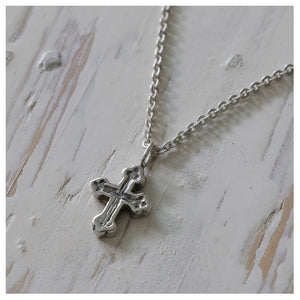 Vintage Cross Christ Jesus Pendant Necklace sterling silver 925 handmade tiny pray gift her