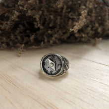 compass Flower ring sterling silver nautical women statement Traveler rose boho