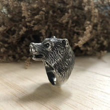 bear ring sterling silver 925 biker animal polar teddy jewelry grizzly mama boho men