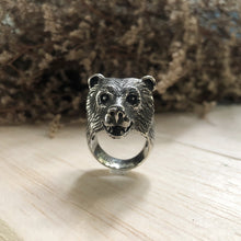 bear ring sterling silver 925 biker animal polar teddy jewelry grizzly mama boho men
