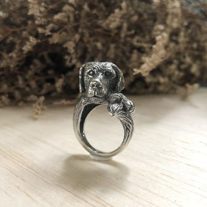 dog Labrador Retriever ring sterling silver bearer lover animal jewelry gift for her boho