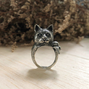 cat kitty ring Sterling Silver 925 lover gift animal ears boho women cute moggy