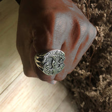 Odin Ravens viking ring sterling silver biker jewelry celtic pagan Totem Huginn Muninn