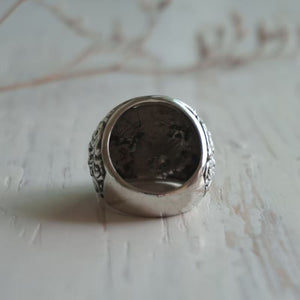 saint george and the dragon coin for men made of sterling silver ring 925 Biker style