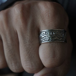 wolf fox odin viking sterling silver ring 925 animal jewelry Vintage Biker punk