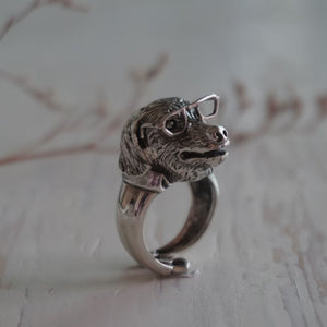 dog Labrador Retriever Silver ring 925 bearer lover animal jewelry glasses boho